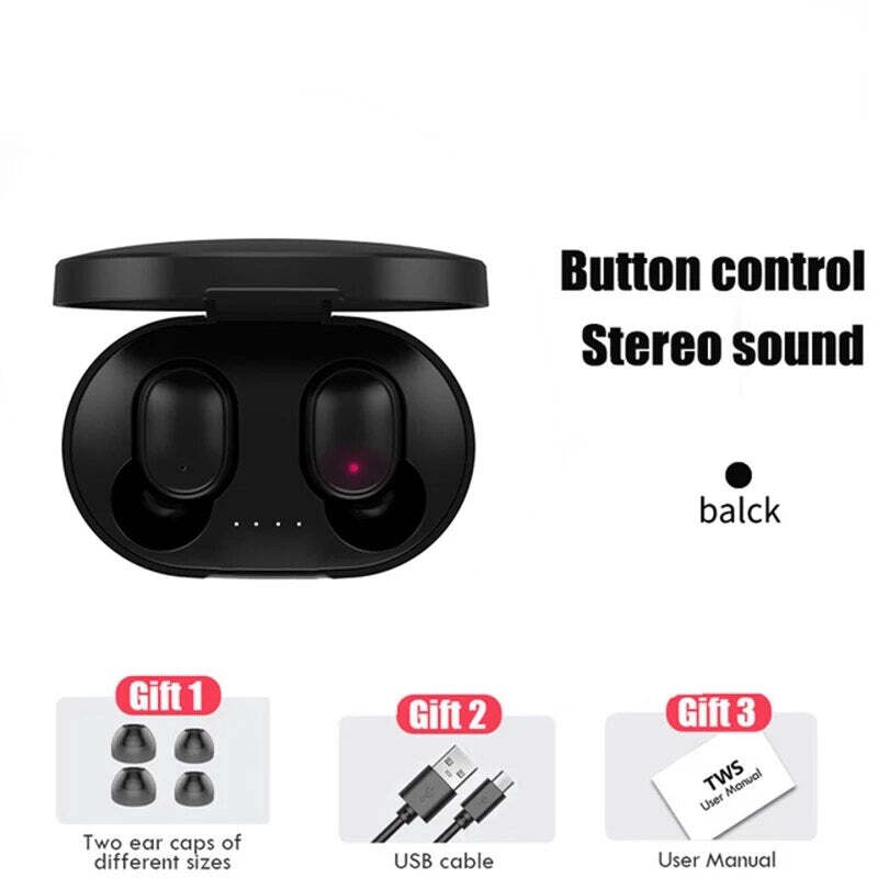 Wireless TWS Bluetooth Earphones with Mic for Xiaomi Redmi - Noise Cancelling, L