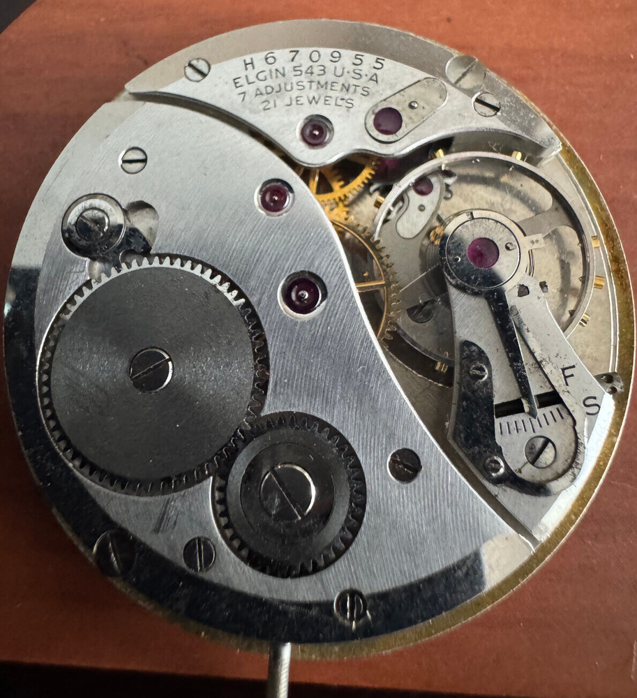 VINTAGE 10 SIZE LORD ELGIN POCKET WATCH MOVEMENT GR. 543 NOT RUNNING, GD BALANCE