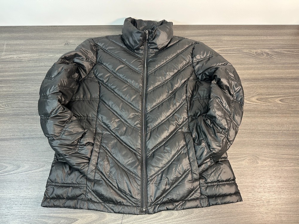 Kenneth Cole Reaction Feather Down Puffer Jacket, Full Zip Size L, Black-image