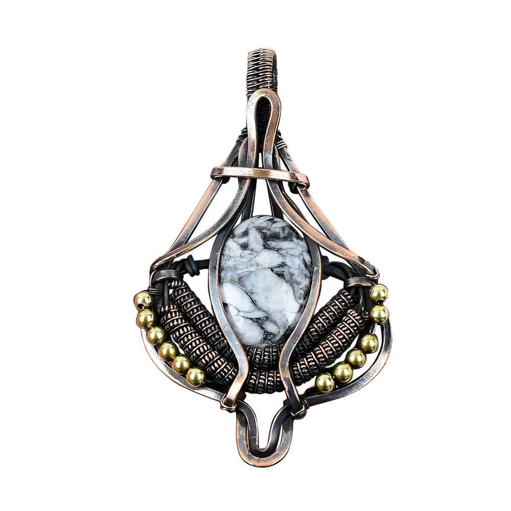 Mothers Day Copper Pinolith Jasper Stone Confirmation Communion Gift Pendant-image