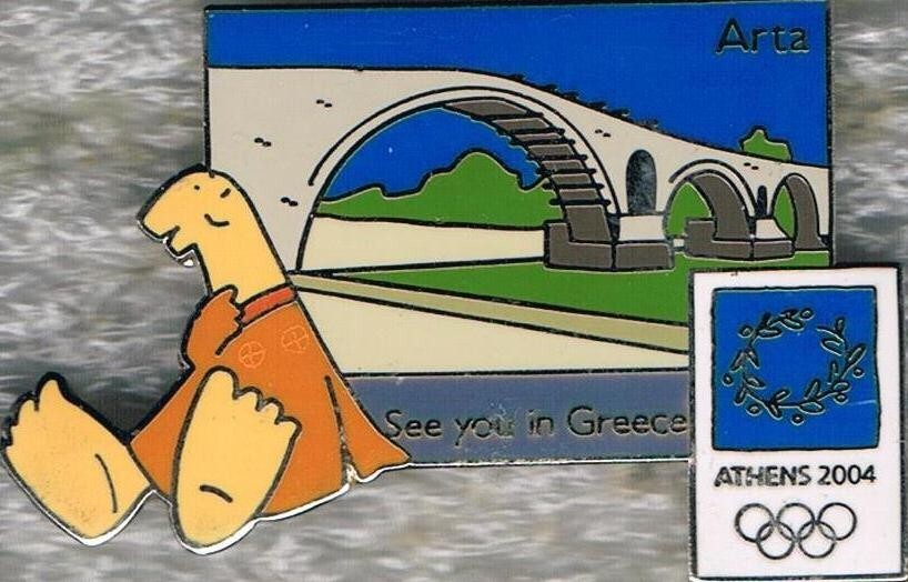 Rare 2004 Athens Mascot See You In Greece Arta Olympic Games Mark Pin