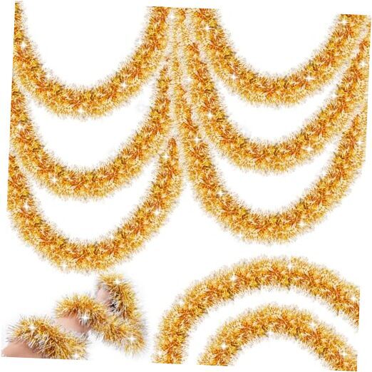 33Ft Christmas Garland,Gold Christmas Tinsel Garland 33FT-Garlands-Gold