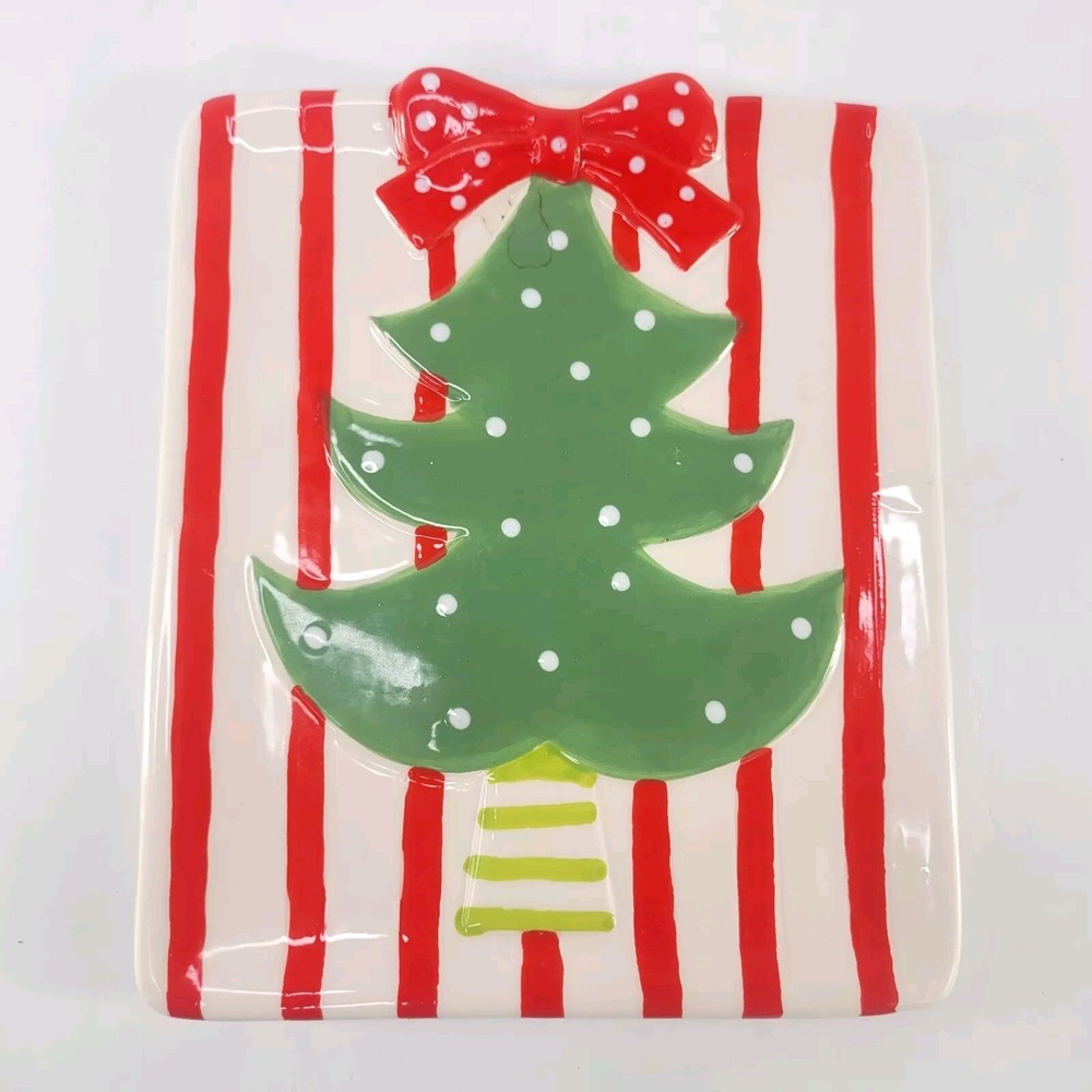 Festive Ceramic Christmas Tree Serving Tray for Holiday Candy and Nuts
