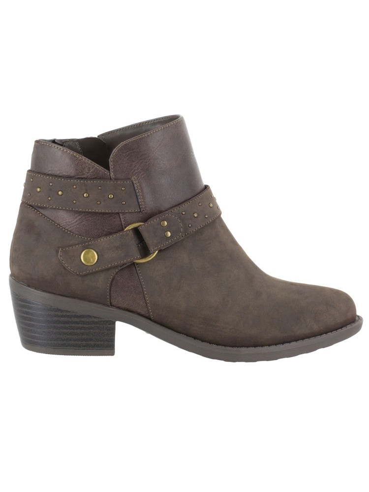 EASY STREET Womens Brown Ring Gore Leda Almond Toe Block Heel Booties 5.5 M