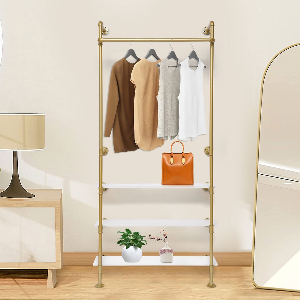 3-Layer Wall Mounted Garment Rack for Clothing Store or Home Organizer