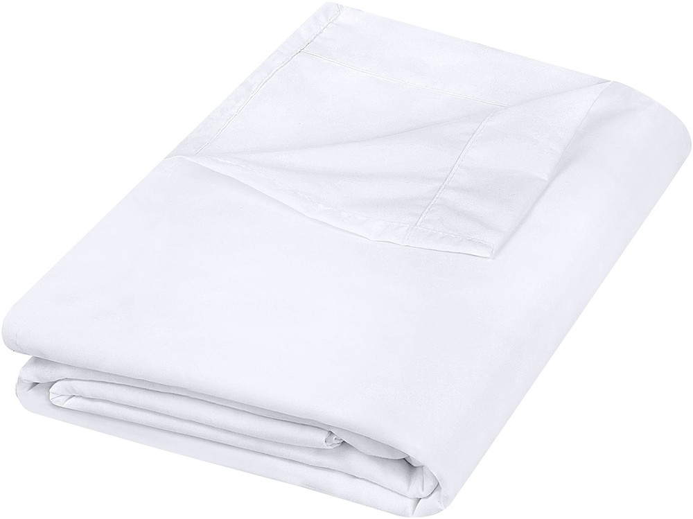 Soft Brushed Microfiber Flat Sheet 1 Pack Queen Size White Shrink Resistant