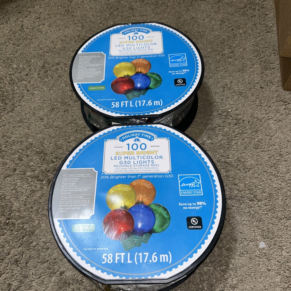 58ft 100-Count Multicolor Super Bright G30 Holiday Christmas Lights  