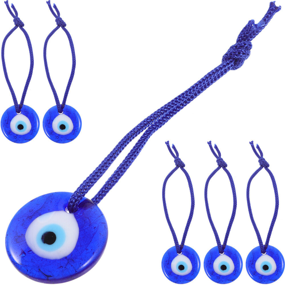 6 Pcs Glass Blue Evil Eye Decor Ornaments Car Charm Bead Pendant Wall Hanging