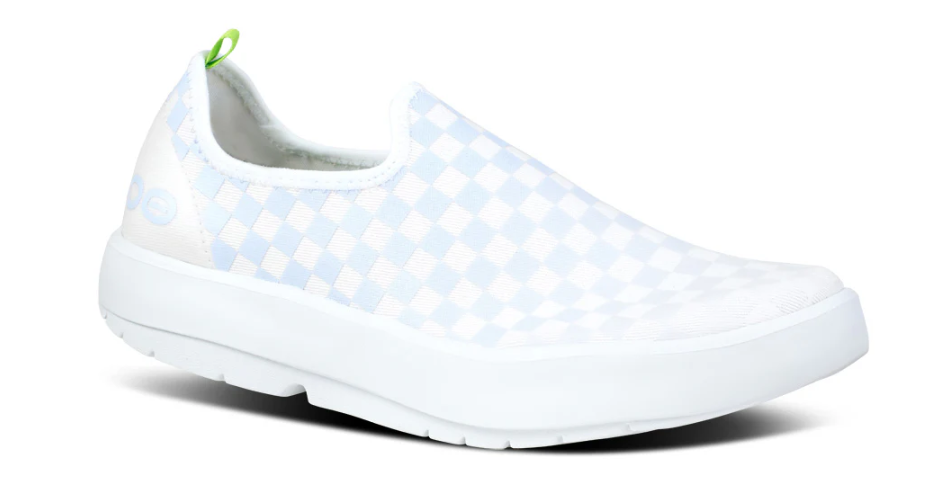 FLASH SALE OOFOS Women's OOmg eeZee Low Shoe - Purple Jade Checker (Authentic)-image