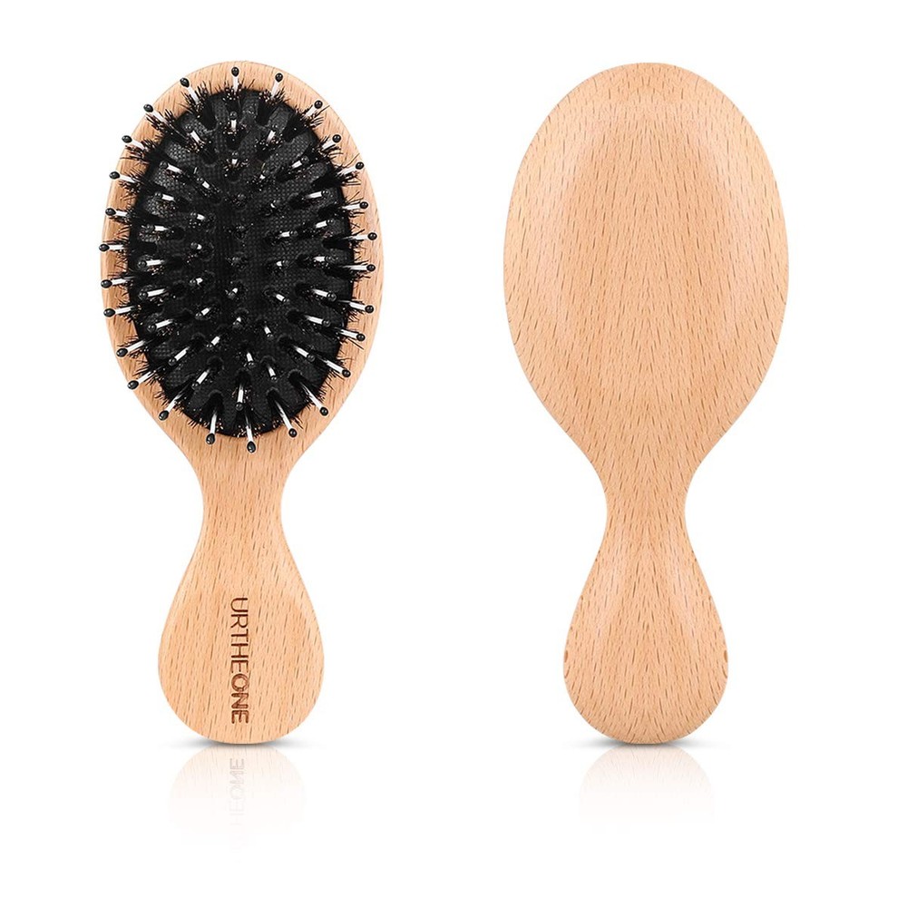 Mini Boar Bristle Hairbrush for All Hair Types – Thick, Curly, Thin, Long, Short, Wet or Dry