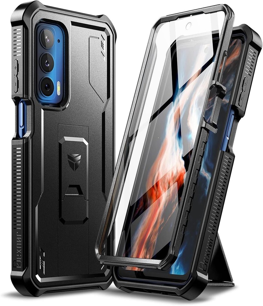 For Motorola Moto Edge 2021 5G Case with Built in Screen Protector and Kickstand