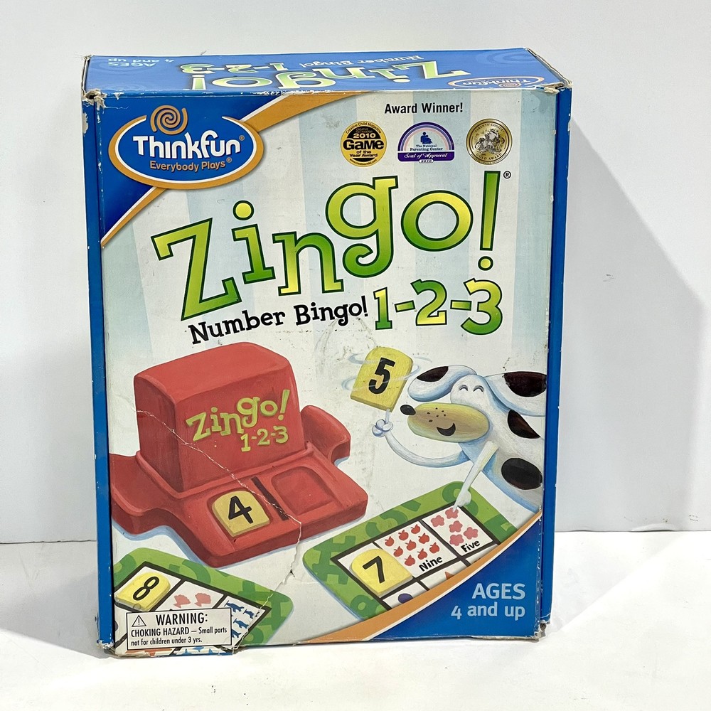 ZINGO! Number Bingo! 1-2-3 Board Game by Thinkfun Ages 4 and up 2-6 players