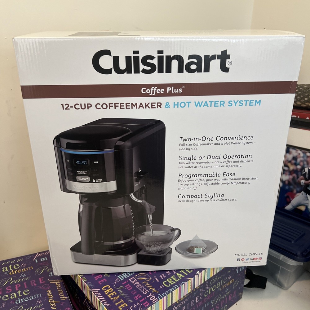Cuisinart CHW-16 12-Cup Programmable Coffeemaker Coffee Plus -Black  New In Box