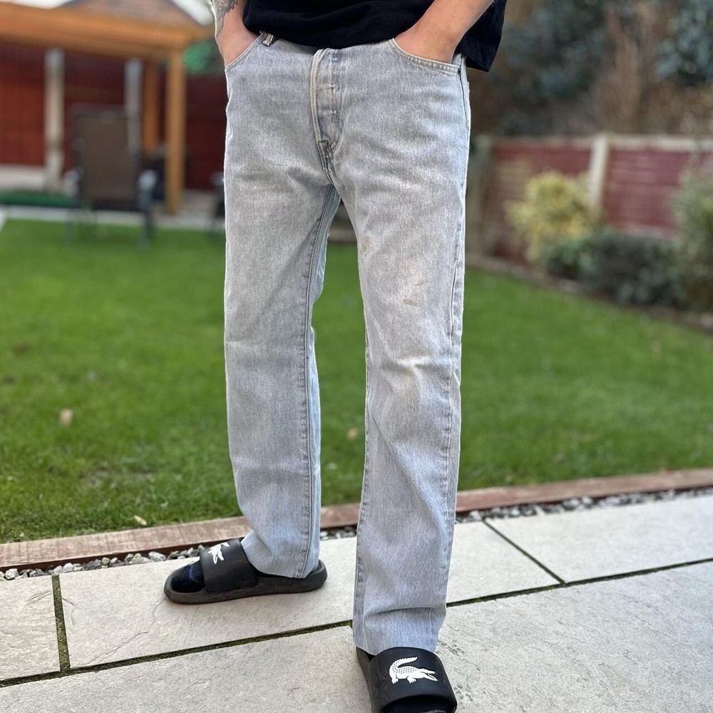 Levi's 501 Denim Jeans Men’s Straight Fit Leg W33 L29 Light Blue Trousers