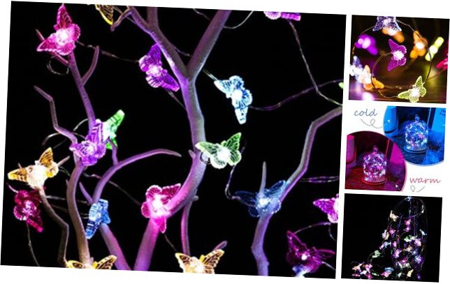 Butterfly String Lights, 10ft 40 LEDs Battery Operated 12 Modes Summer Fairy