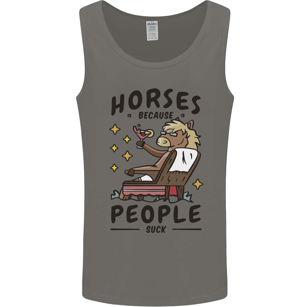 Horse Riding Because People Suck Equestrian Mens Vest Tank Top