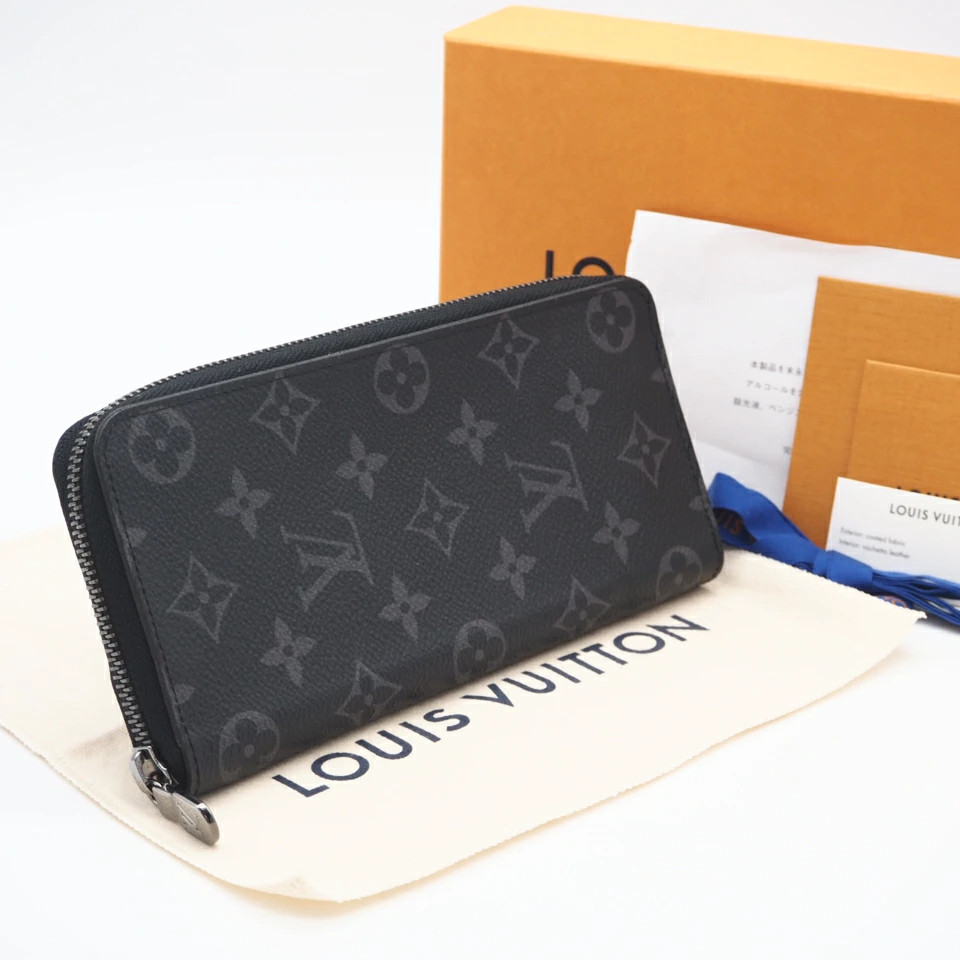 LOUIS VUITTON Monogram Eclipse Zippy Wallet Vertical Returnable Within 3 Days