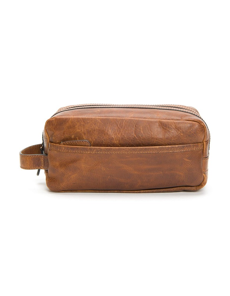 Men's Logan Large Travel Dopp Kit in Cognac - Spacious Standard Size
