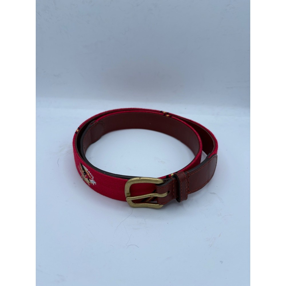 Smathers Branson Mens 38 Hand Stitched Needlepoint Red philadelphia golf Belt