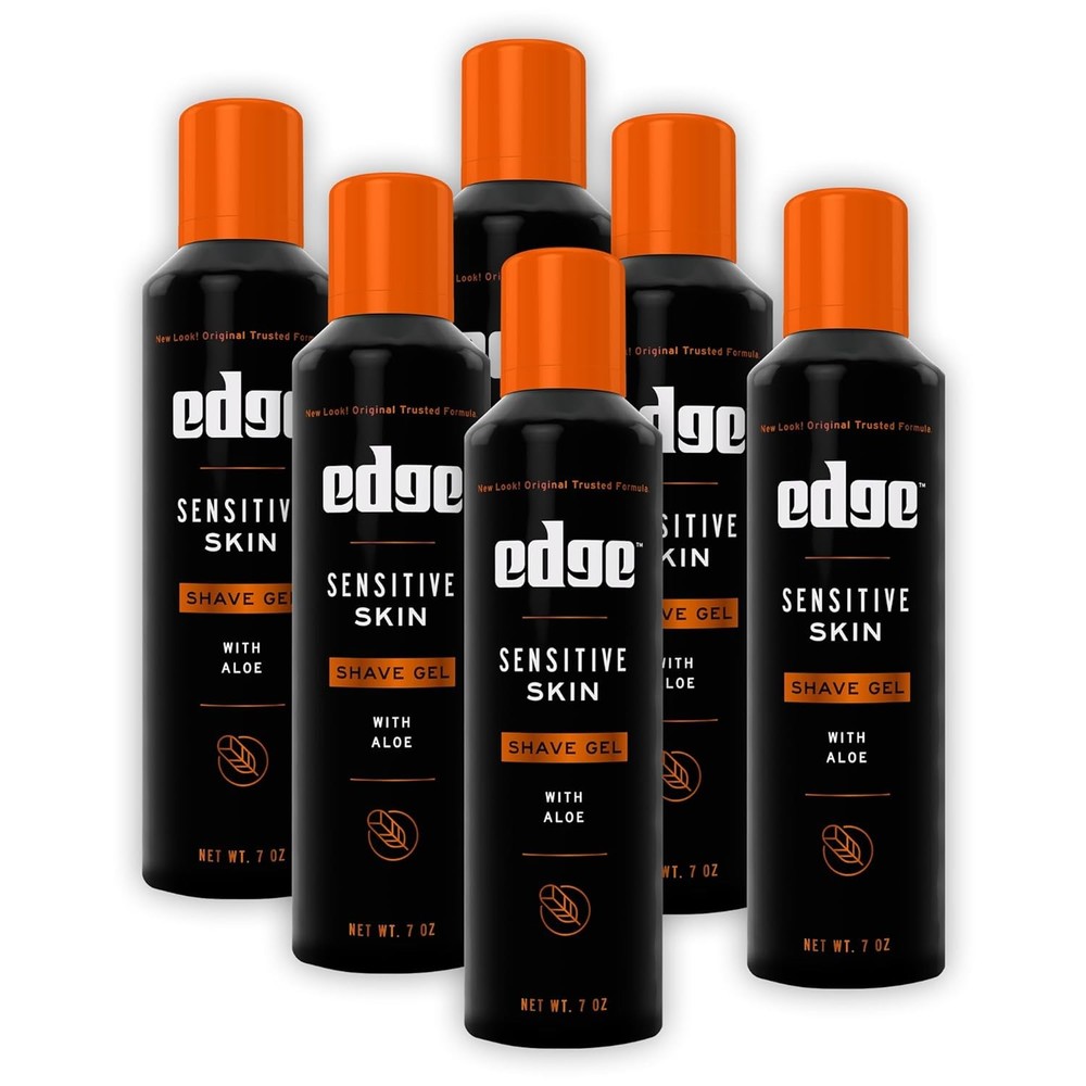 Edge Shaving Gel for Men, Sensitive Skin with Aloe, (6 Pack) - Shave For...