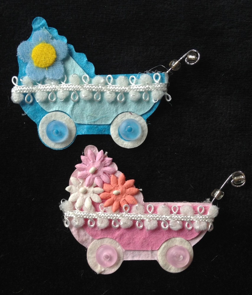 2 Prams pram baby stroller pink blue strollers buggy Handmade Mulberry Paper