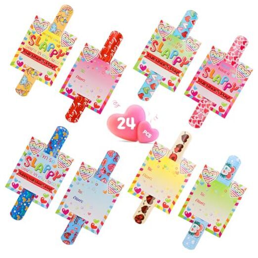 Valentines day gifts - 48Pcs Valentines Slap Bracelets toys for Valentines Day