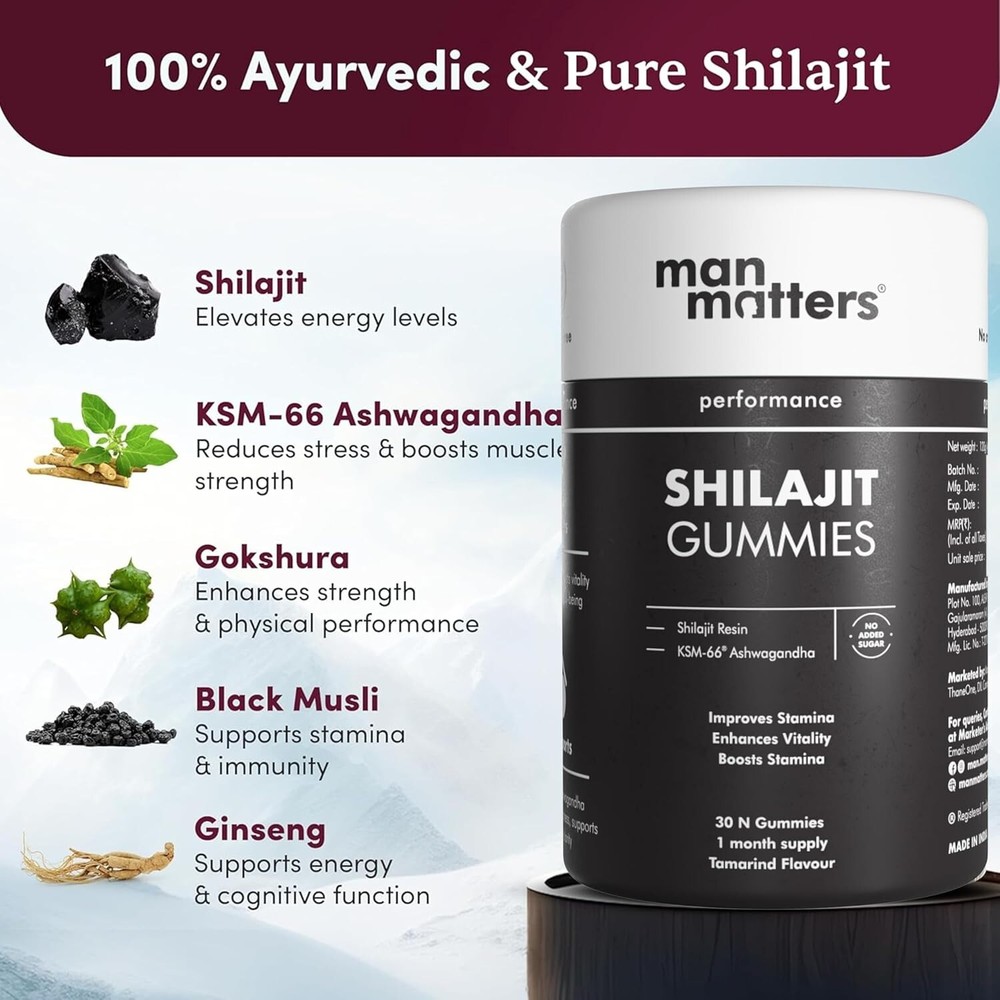Gomitas Shilajit 100 % puras del Himalaya aumenta la resistencia y la vitalidad sexual para hombres A1