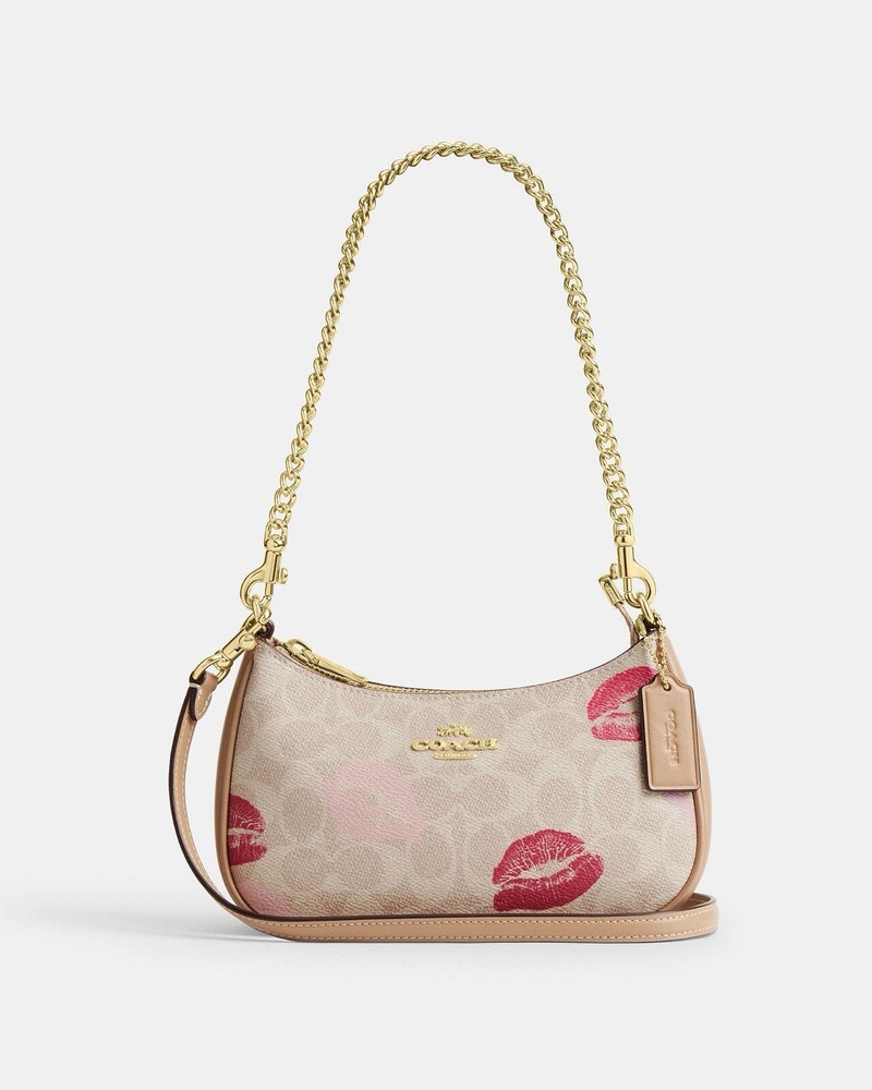 NWT Coach Teri Mini Crossbody Bag Signature Canvas Lips Print CZ943
