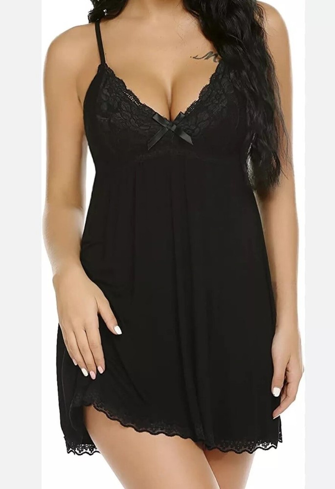 Avidlove Lace V-Neck Modal Babydoll Nightgown for Women Size L - Sexy Sleepwear