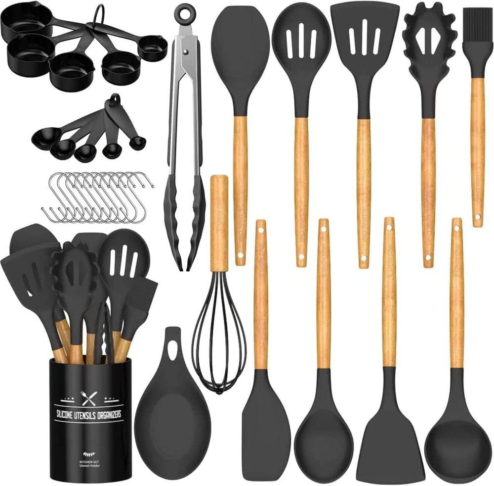 Kitchen Cooking Utensils Set, 33 pcs Non-Stick Utensils Spatula Set with Holder,