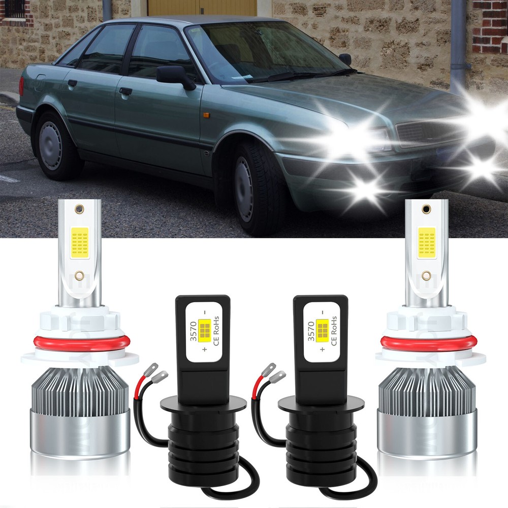 Audi 80 Quattro 1988-1992 9004HB1 H3 LED Headlight Fog Light Bulbs 6000K White