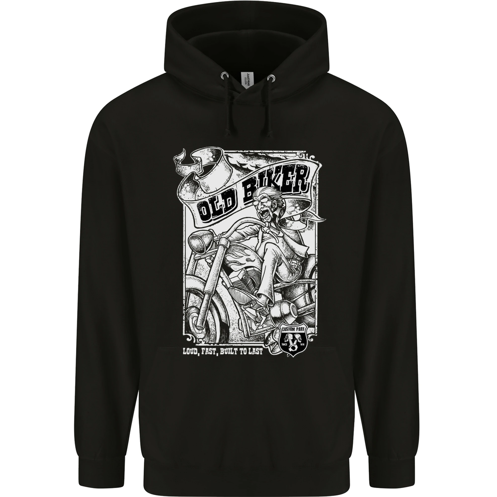 Old Man Biker Motorcycle Motorbike Mens 80% Cotton Hoodie