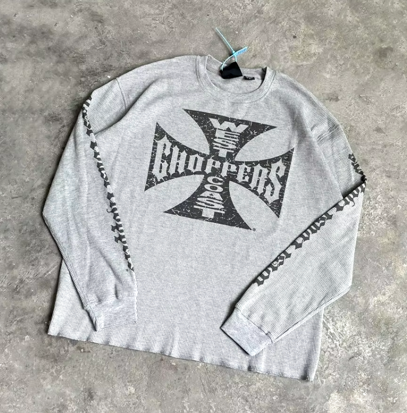 Inspired WEST COAST CHOPPERS Style Thermal Vintage T Shirt Streewear Long Sleeve