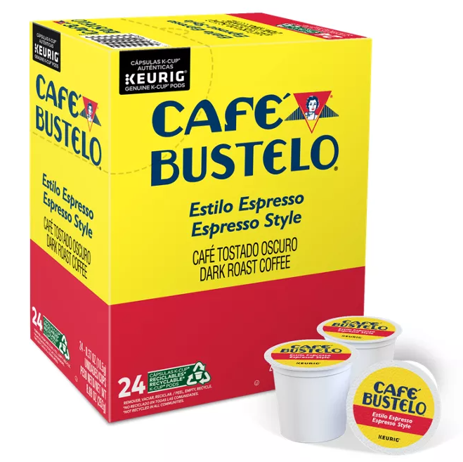 Cafe Bustelo Espresso Style Coffee Keurig K-Cup Pods, Dark Roast 24 Count