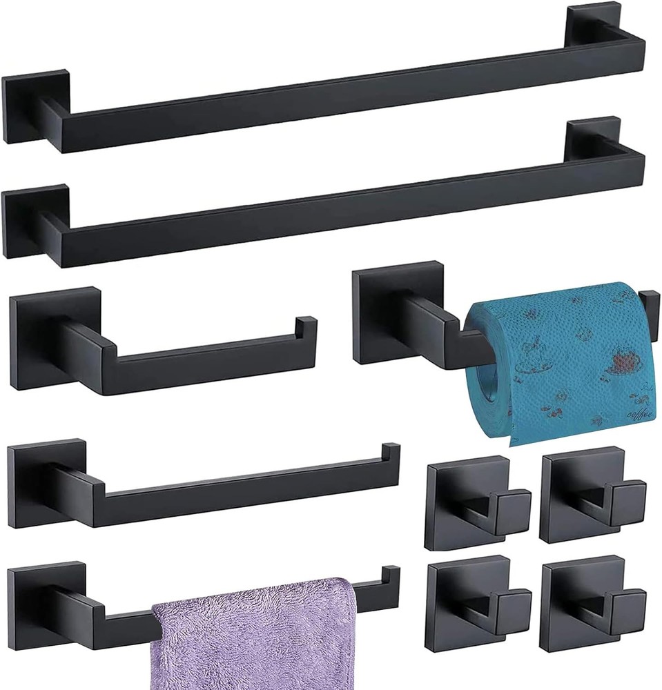 10-Pieces Bathroom Hardware Set Matte Black Accessories