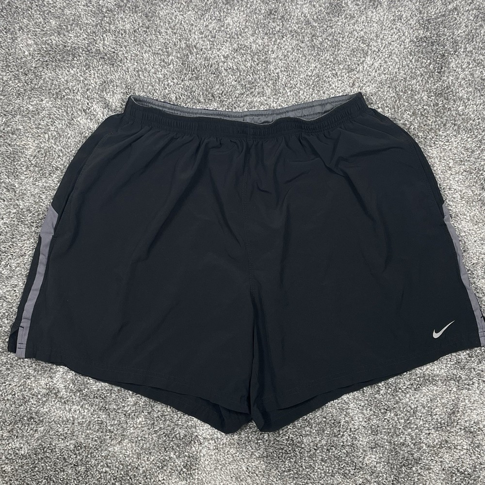 Nike Dri Fit Lined Running Shorts Mens L Black Pockets Gym Training 216131