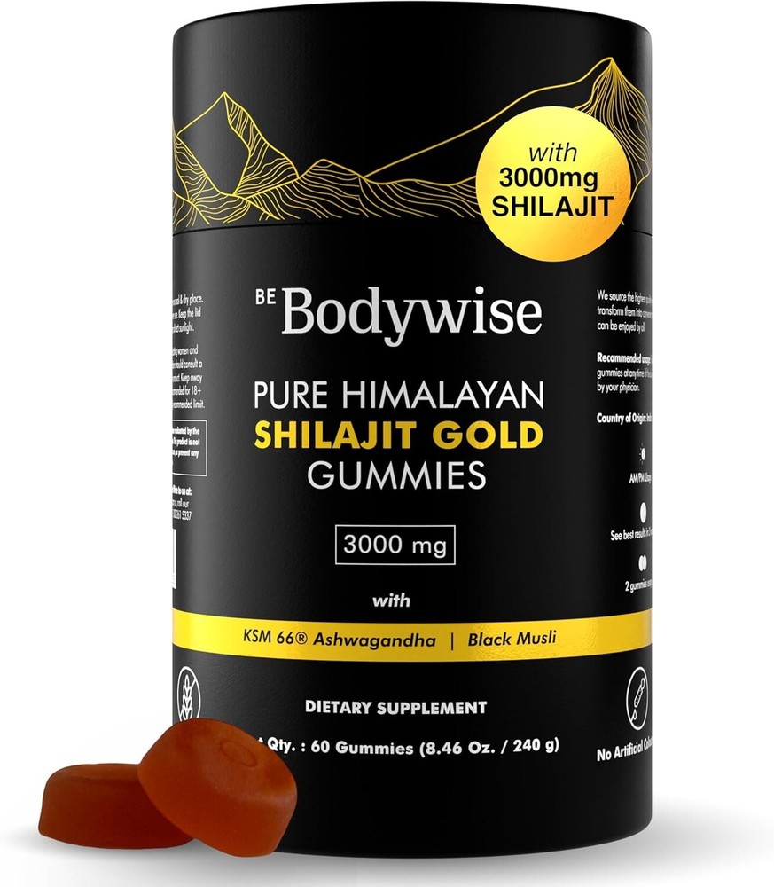 Be Bodywise Pure Himalayan Shilajit Gummies |Ashwagandha, Fulvic Acid 60 gummies