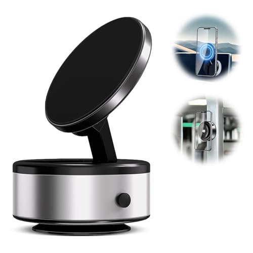 Magnetic Car Phone Mount with Electric Vacuum Suction & Dual-Sided Holder