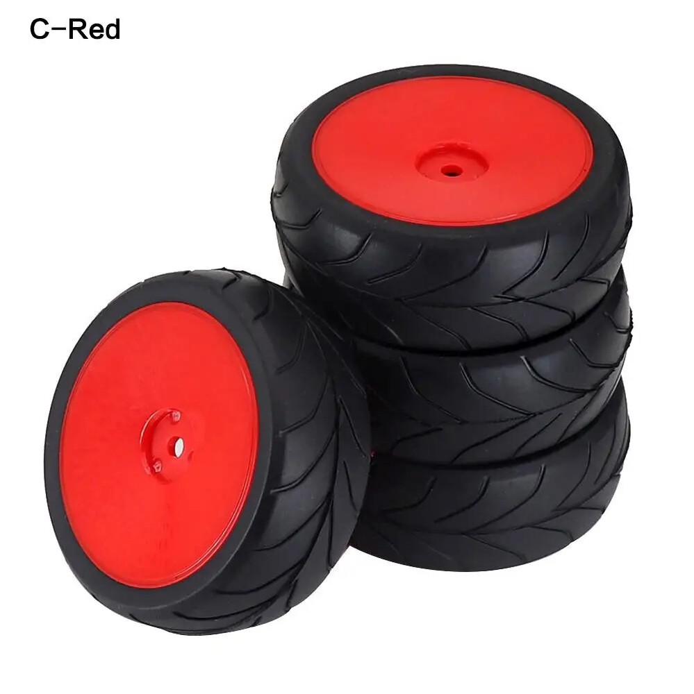 65mm Rubber Tires with 12mm Hex for 1/10 Scale RC Cars Like Tamiya TT01 HPI FW06 XV01 TA06 PTG-2