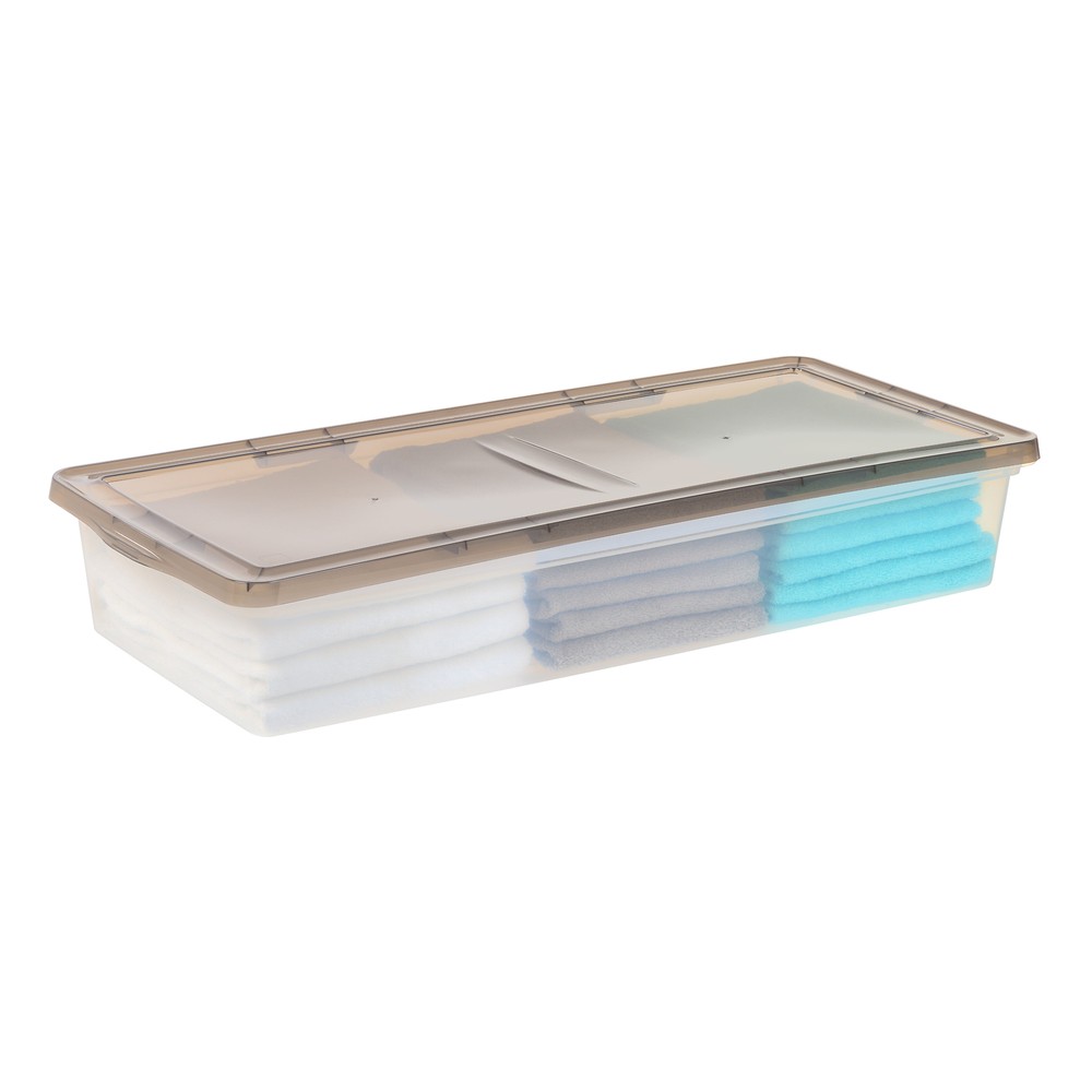 IRIS 41Qt Underbed Storage Bin with Lid Stackable Plastic Container Tote Box
