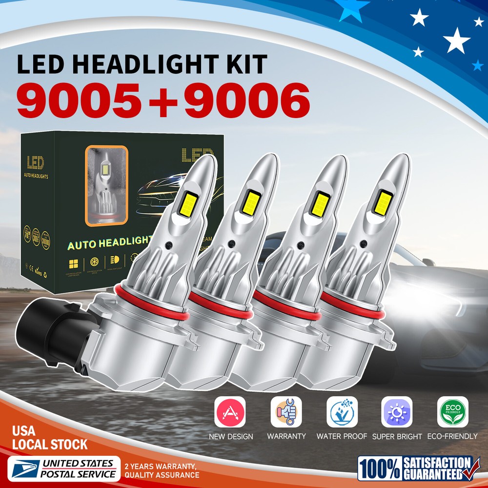 9005 9006 LED Headlight Bulbs Hi-Lo Beam Conversion Kit 6000K Bright White