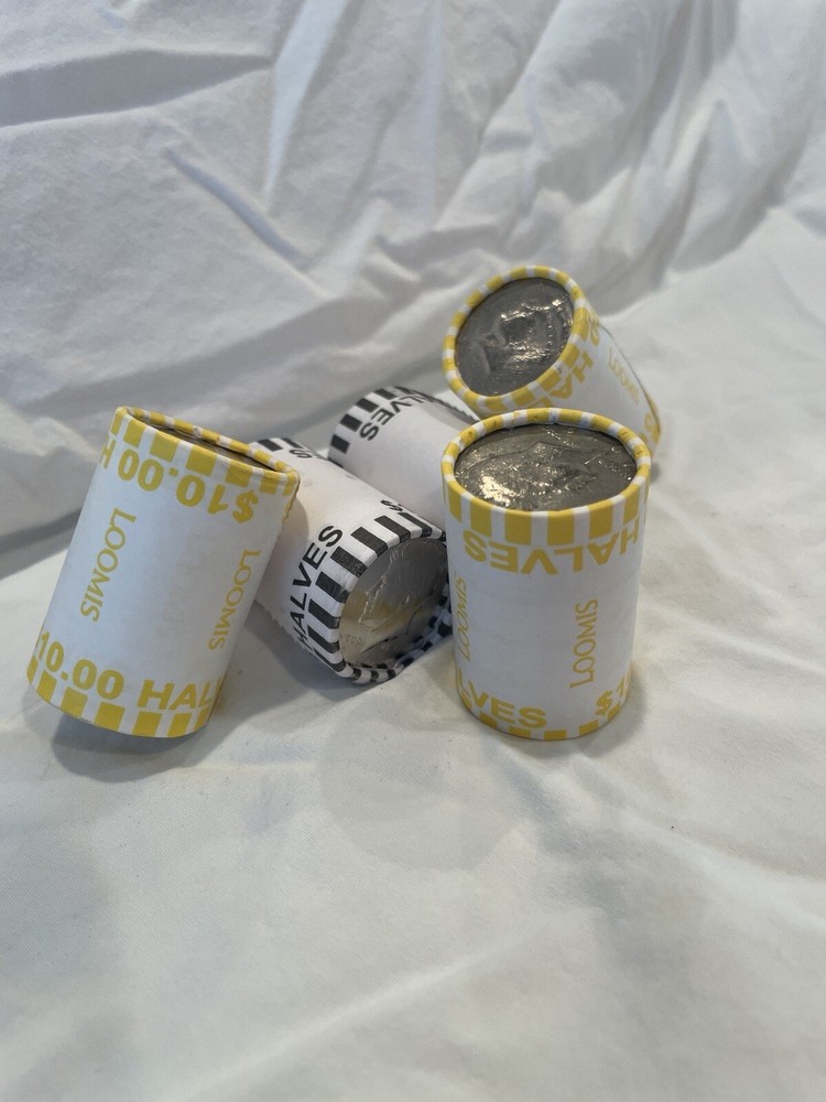 5 Rolls Half Dollar Coins $50 FV bank sealed Loomis/Brinks 100 Coins US Currency