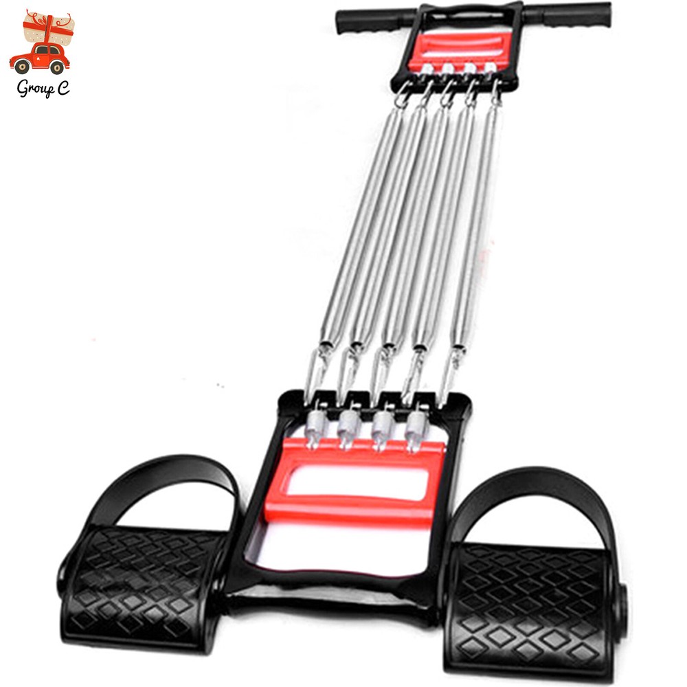 5 Springs Chest Arm Expander Pull Exerciser Equipment Plastic Handle Red Black