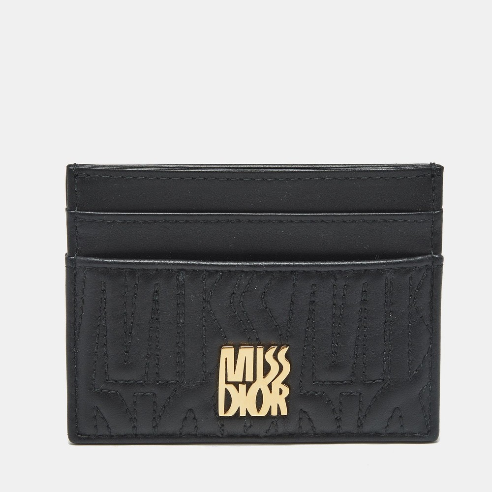 Dior Black Leather Miss Dior Dahlia Card Holder