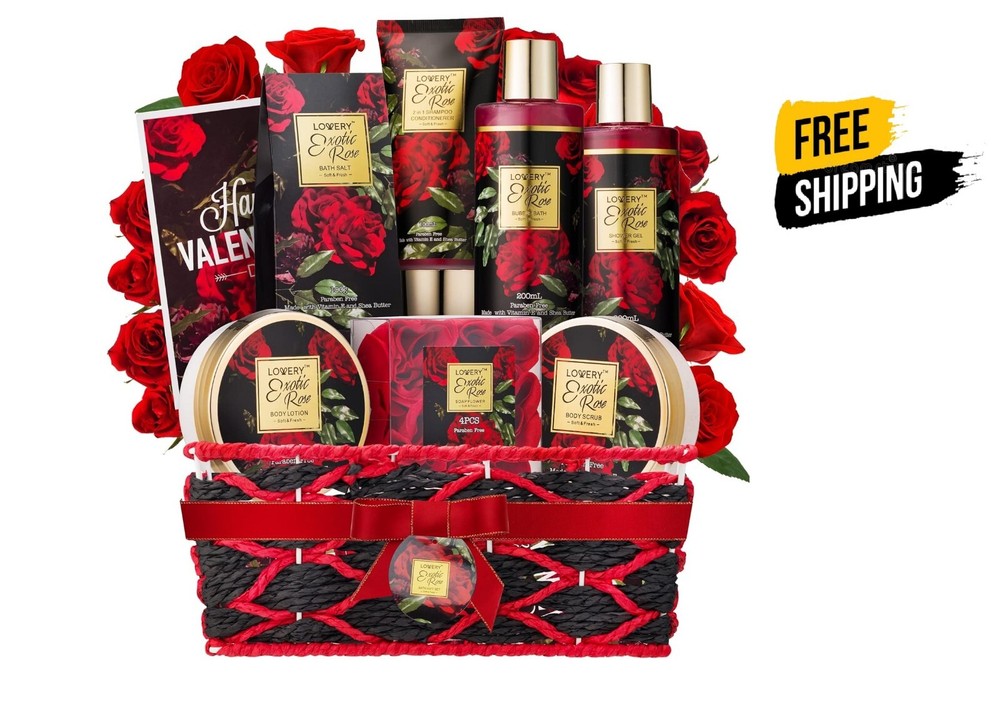 Trending Valentines Day Gifts Exotic Rose Valentine Gift Basket for Women, Spa-image