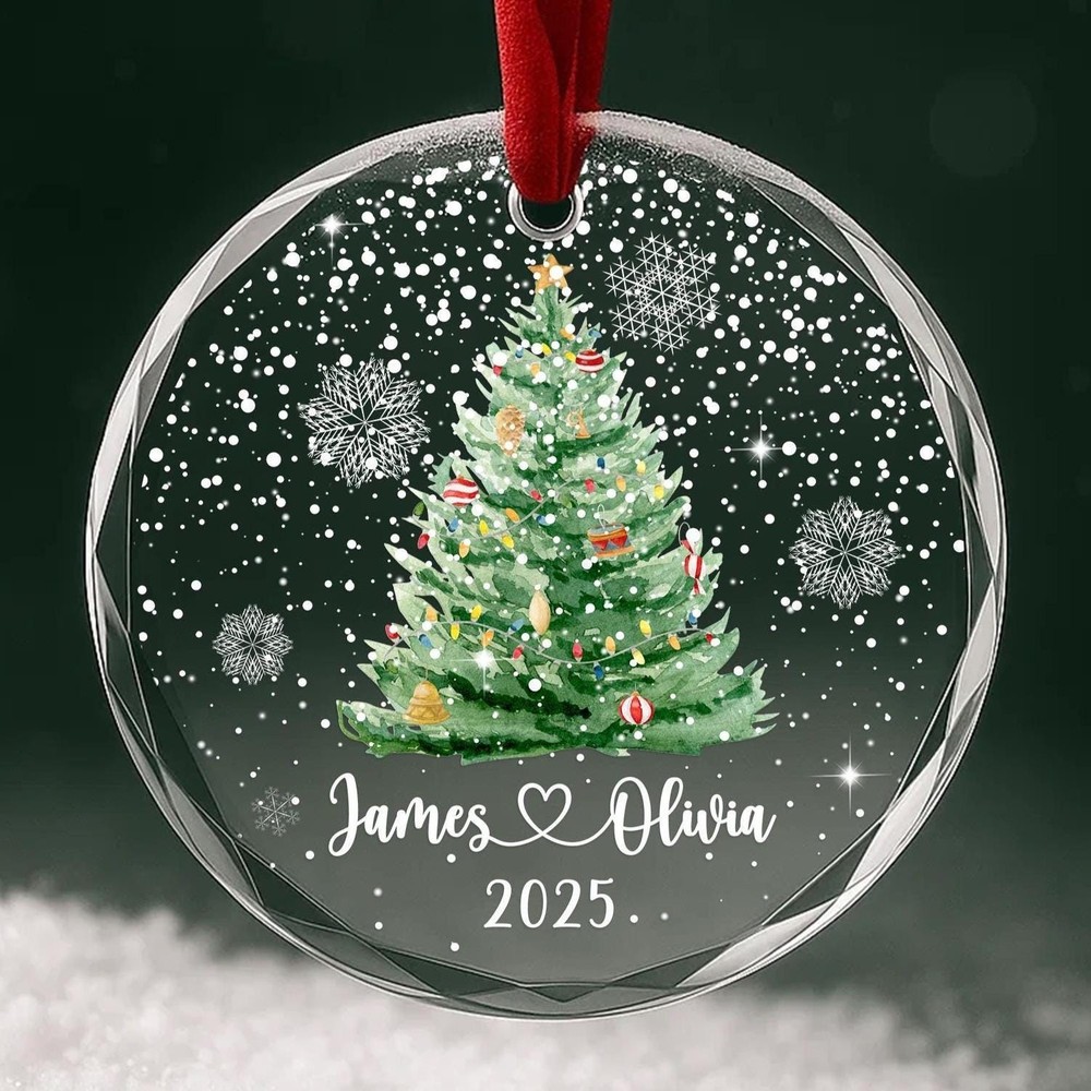 Custom Christmas Tree Ornament, Custom Couple Names & Year, Christmas Decor Gift