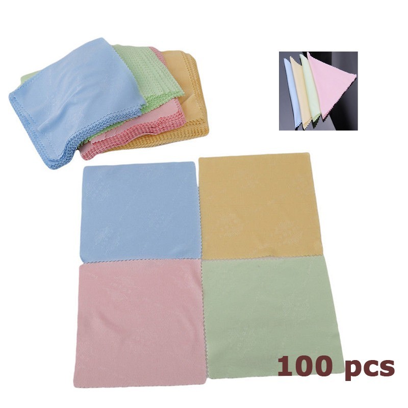 100pcs Microfiber Glasses Cleaning Cloth Wipe Glasses Lenses Clean Dust 5