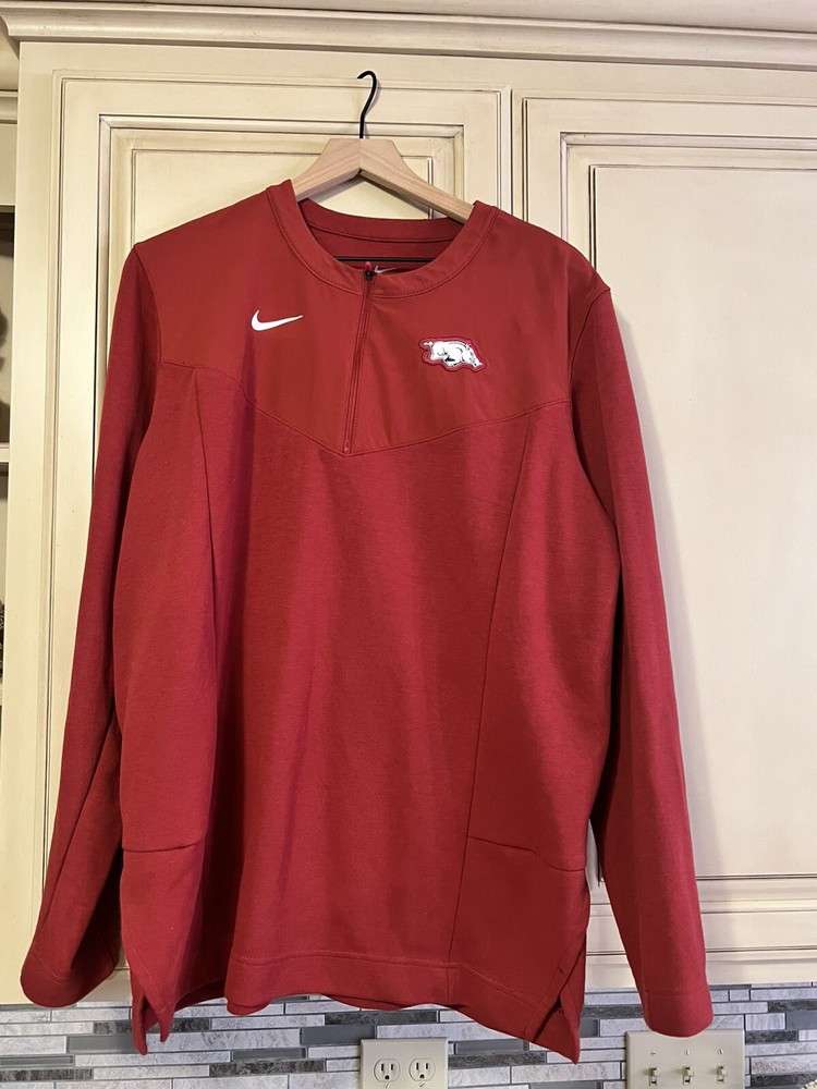 Nike Arkansas Razorbacks Mens On Field Team Quarter Zip Coaches Jacket