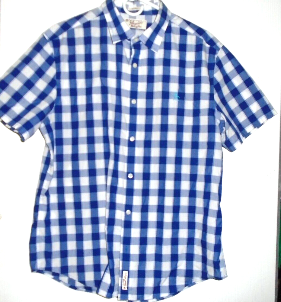 PENGUIN by Munsingwear Plaid Short Sleeve Shirt Button Up  Men's Large