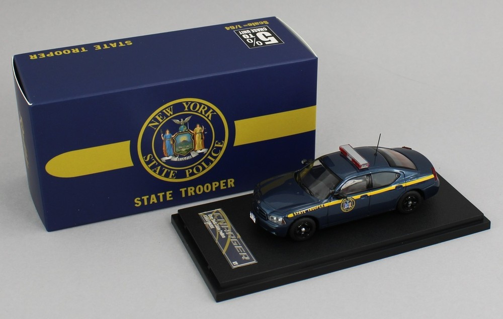 1:64 *ROLLIN DIECAST* Blue NEW YORK STATE TROPPER Dodge Charger Police Car NIB